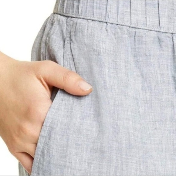Eileen Fisher Petite Organic Linen Crop Pants Pale Blue Chambray PL - Picture 8 of 11